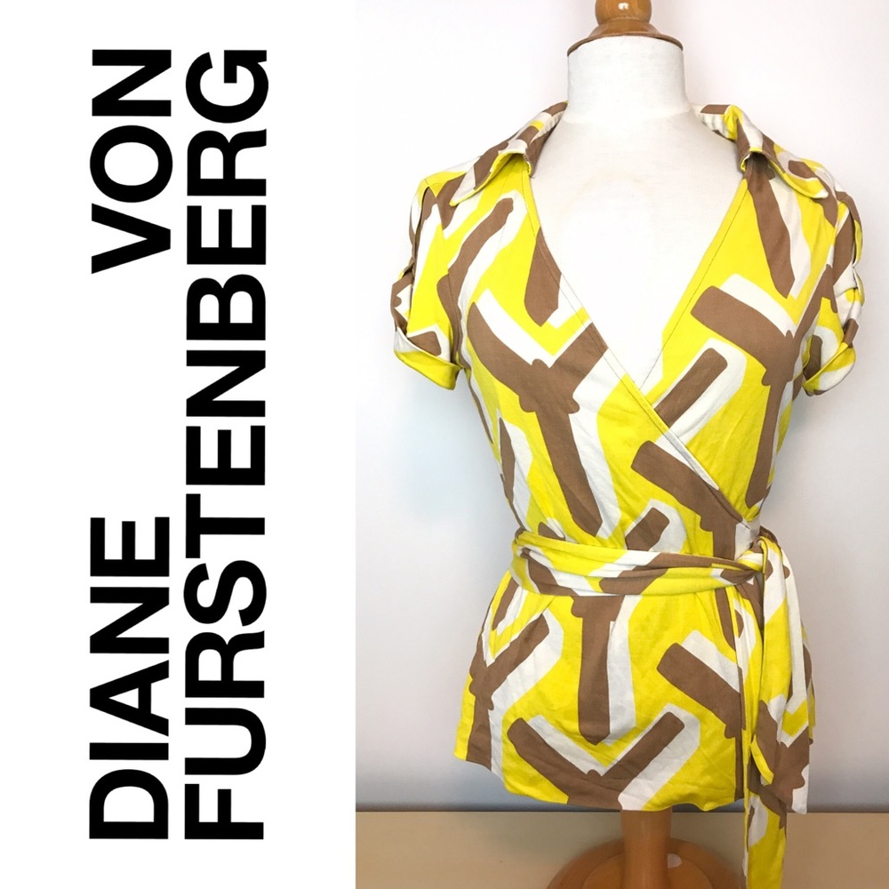 Diane Von Furstenberg Vintage Yellow Mod Wrap Top